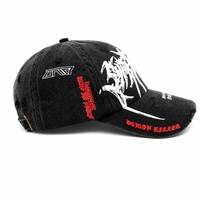 Topi Baseball 6 Panel Tanpa Struktur Anti Air Bordir 3D Huruf Kapas Unisex Model Distressed