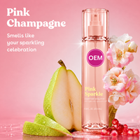 Brume corporelle scintillante rose en marque blanche OEM, vente en gros, spray corporel personnalisé, directement de l'usine, pour femmes, usage quotidien, 200 ml