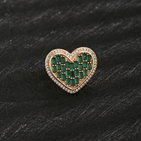 Bague en forme de cœur romantique pour femmes et filles, design tendance, plaqué or 14 carats, pierres précieuses