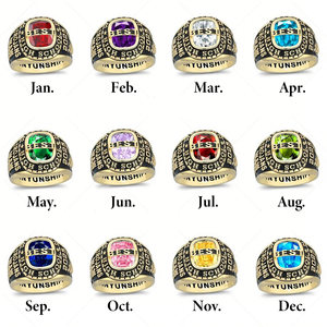 <span class=keywords><strong>Bague</strong></span> de classe personnalisée de style européen et américain, en laiton, plaquée or, pour club universitaire - Product Image 2