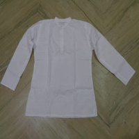 Kurta en coton et chanvre blanc uni pour la mode unisexe avec imprimé mantra hindou, prêt pour l'hiver
