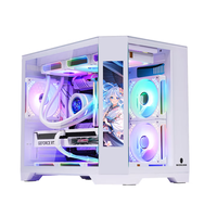 ZeroMaster Gaming PC Case Mid Tower Micro ATX Computer Case White LCD Screen Tempered Glass Desktop Chassis OEM ODM