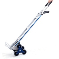Chariot à main pliable en aluminium à six roues de haute qualité pour la montée d'escaliers, support OEM industriel, capacité de charge de 80 kg, outils de shopping