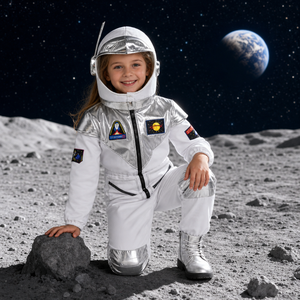 Disfraz de Astronauta Espacial para Niños, Traje Plateado con Capucha de Casco y Cremallera Frontal, para Halloween, <span class=keywords><strong>Cosplay</strong></span> y Fiestas - Product Image 3