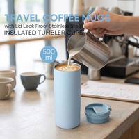 Mug à café anti-poussière avec couvercle, 500 ml, sans BPA, gobelet isotherme à double paroi, mug à eau pour les déplacements