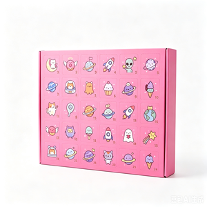 Cute Cartoon Space Theme 24 Day Advent <b>Calendar</b> Box Foldable Paperboard Christmas Mystery Box for Candy and Small Toy - Product Image 1