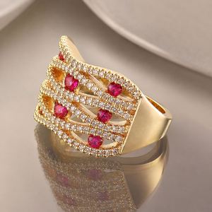 Bagues de mariage tendance en alliage plaqué or 18 carats avec zircon, 1 gramme, nouveau modèle pour femmes et unisexe (États-Unis) - Product Image 5