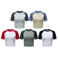 Tops cortos para mujer, ropa de verano, Top corto Sexy de algodón para mujer, camisetas en blanco para mujer, camisetas cortas