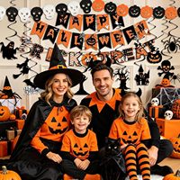 Kit de décorations pour fête d'Halloween : Bannière Joyeux Halloween avec spirales suspendues, bannière Trick or Treat, décorations spirales suspendues citrouille et chauve-souris