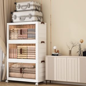 Armario de Almacenamiento Plegable para el Hogar, Organizadores de Armarios Plegables, Cajas y Contenedores de Almacenamiento de Plástico Multifuncionales Apilables con Ruedas - Product Image 3