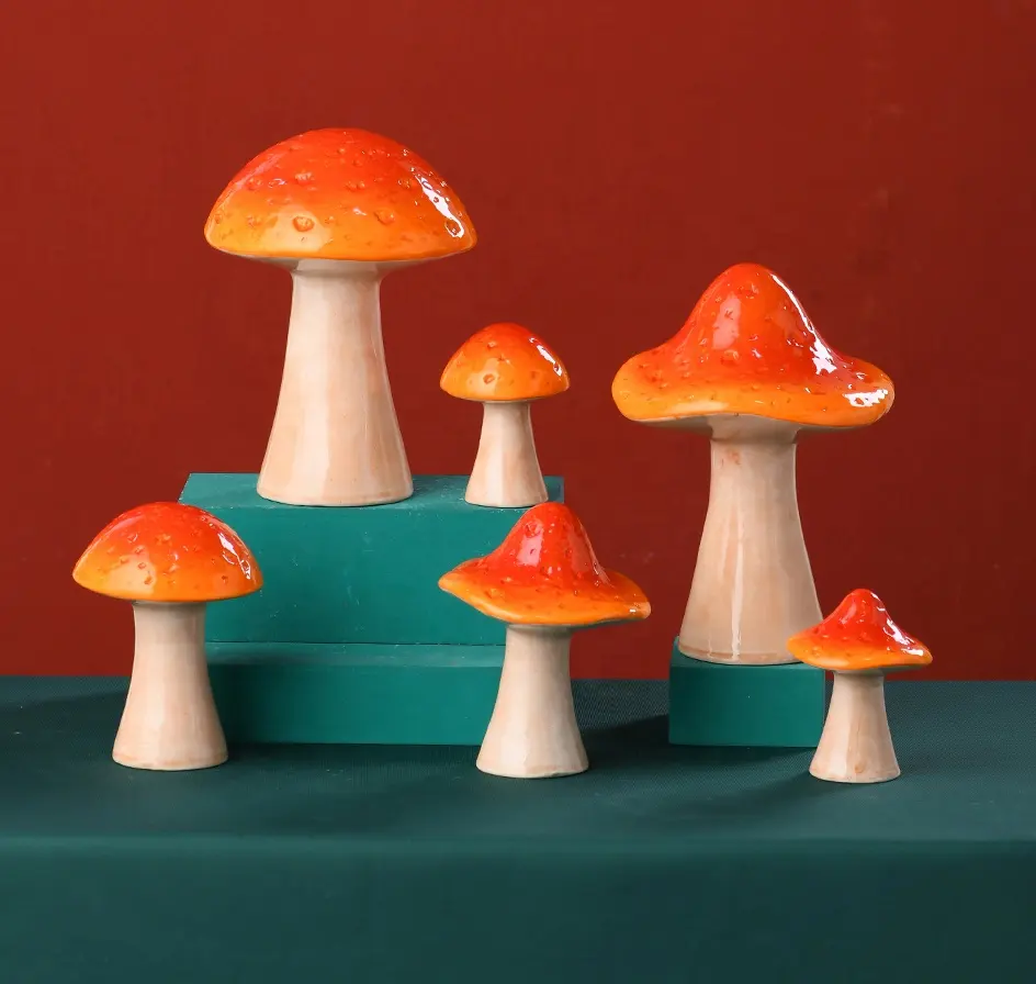 Ceramic handicrafts outdoor garden decoration family tabletop mushroom shaped ornaments