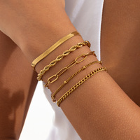 Bracelets en acier inoxydable plaqué or 18 carats, empilables, motif serpent torsadé et chaîne trombone, bijoux de mode hip-hop pour femme, pour usage quotidien