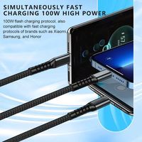câble de charge 100W 3 en 1 câble usb vers type c à micro vers iphone veilleuse rapide USB câble de données de téléphone portabl