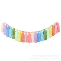 Boho décoration murale suspendu à la main macramé coton gland perles en bois guirlande bannière noël arc-en-ciel en bois perle gland chaîne