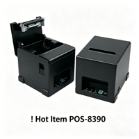 Imprimante thermique de reçus de bureau ZJ POS-8390, nouvelle, noire, 80 mm, sans fil, LAN, en stock pour les supermarchés