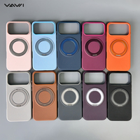 Étui de protection en cuir VAWI L216 Fishtail pour iPhone 15 16 17 18 Pro Max avec anneau magnétique 360 °   Étui de protection avec support rotatif