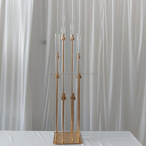 <span class=keywords><strong>Bougeoir</strong></span> en métal et verre à 8 bras de couleur personnalisée centre de table de mariage - Product Image 5