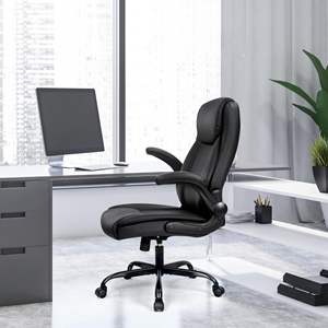 <span class=keywords><strong>Fauteuil</strong></span> de bureau en PU économique, rembourré et confortable pour toute la journée, multifonctionnel, noir intégral, idéal pour la maison ou le bureau. - Product Image 2