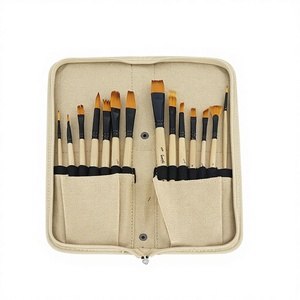 Pinceaux de peinture à l'huile en nylon et bois Seamiart, lot de 14 pièces, avec sac en toile, modèle 1010-14, vente chaude - Product Image 3