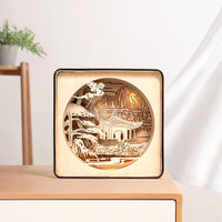 Lanterne en bois personnalisée école sculptée boîte de nuit 3D lumière LED boîte d'anime en bois cadeau pour cadeau d'anniversaire