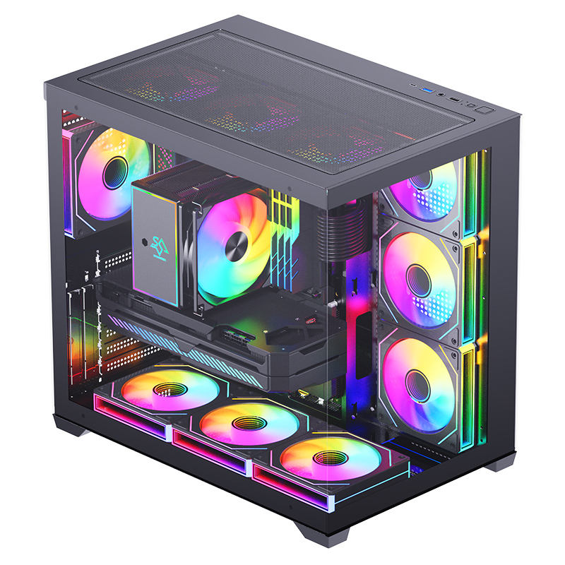Computer Typing Drawing SNOWMAN Gaming PC Case ATX M-ATX ITX Mid Tower Gamer Cabinet Gaming ...