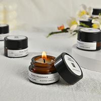Vente en gros de bougies de voyage de haute qualité en verre ambré de taille mini bougies parfumées en cire de soja de type simple