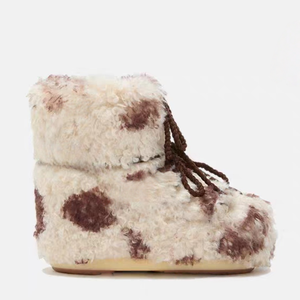 Custom Women's Winter Spot Cow Plush Retro Short Boots Moon Designer Celebrity Style Warm Comfortable Casual Height Increasing - Product Image 4