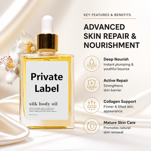 Aceite Corporal de Seda Personalizado de Lujo HKH, Aceite Hidratante para el Cuidado de la Piel, Aceite Esencial Suavizante para el Cuidado del Cuerpo, Etiqueta Privada OEM, Gran Venta - Product Image 1