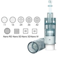Aiguilles et manchons nano en acier inoxydable permanent M8, 24 cartouches pour micro-aiguilletage cutané, application maquillage et sourcils