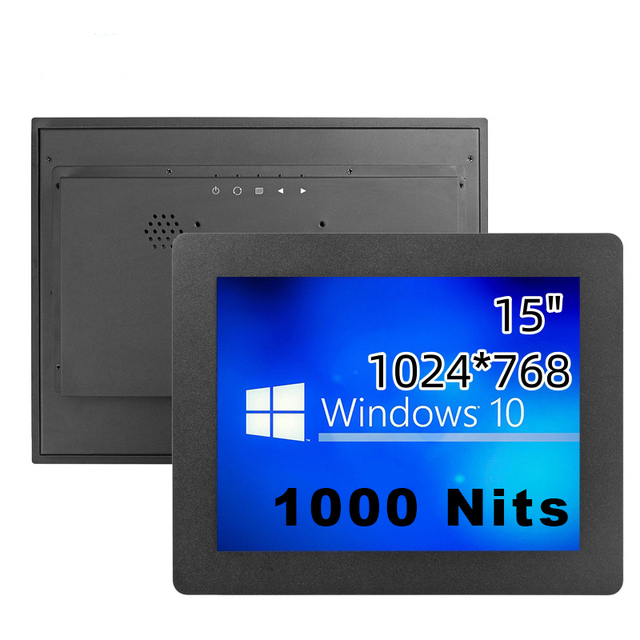 Sunlight Readable 1000 Nits 15 Inch Embedded Panel Mount Monitor Industrial Capacitive Touch Screen Display With DVI HD-MI