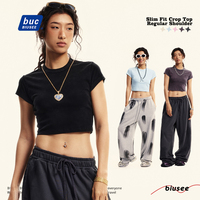 Printemps été nouvelle mode femmes col rond ajusté épaule régulière haut court T-Shirt OEM personnalisé