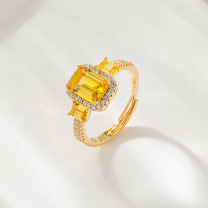 Muyu Geometric <b>Square</b> Ring With Pave Setting <b>Adjustable</b> For Everyday Wear - Product Image 4