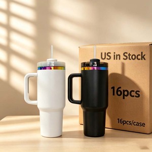 Bicchieri termici da 40 once con manico, placcati <span class=keywords><strong>arcobaleno</strong></span>, per matrimoni, con materiale ecologico, disponibili nel magazzino USA. - Product Image 1