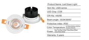 Spot encastré orientable COB DOB Or Noir Blanc 7W 10W 15W avec logo OEM pour projets immobiliers et résidentiels - Product Image 5