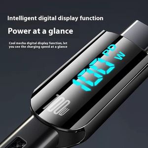 100W Fast Charging Nylon Braid Cable for iPhone Type-C Data <b>Digital</b> Display Intelligent Power-Off Feature Mobile Phone - Product Image 2