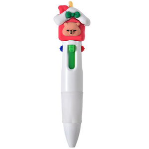 Penna a sfera di natale a quattro colori Design simpatico cartone animato adorabile Mini penna tascabile penna premio per studente di alto valore - Product Image 6