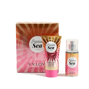 VL9059-44 pasión por el mar de larga duración, loción corporal y niebla corporal, conjunto de perfume en miniatura vv love para mujer, 2 uds.