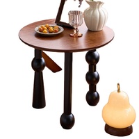Table basse ronde en bois massif de style français vintage L901 #   Pour salon, petit appartement, balcon, design mi-siècle