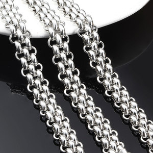 Nouvelle chaîne Rolo triple rangée en acier inoxydable pour collier large, bracelet, chaîne de montre |   Bijoux Hip Hop DIY pour hommes et femmes - Product Image 2