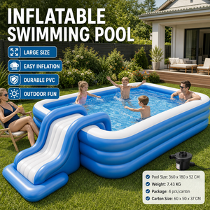 Grand abri solaire <span class=keywords><strong>gonflable</strong></span> en polyester à quatre chambres d'air, épaisseur 3 cm, pour piscine de jardin, <span class=keywords><strong>avec</strong></span> support de basketball et fonction de pulvérisation, idéal pour les activités familiales en extérieur - Product Image 3