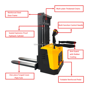 Empilhador de mão auto-carregamento elétrico 1.5Ton 3 Meter 2000kg 5000mm Capacity Empilhador de paletes com proteção Braço e Pedal - Product Image 6