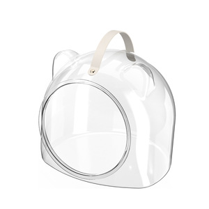 Lit pour chat en plastique haute transparence, rond, semi-fermé, respirant, pour toutes les saisons, 36,5x34x37,5cm - Product Image 4