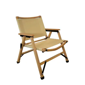 Furnitur luar ruangan kursi Kermit kayu Beech kursi tunggal lipat ringan rekreasi untuk halaman
