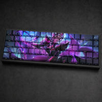 Keycaps PBT Personalizzati LOL Challenger Ahri 68 Tasti con Stampa Laterale a Sublimazione, Profilo Cherry per Tastiera Meccanica