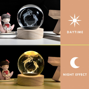 Lámpara Nocturna de Cristal con Sistema Solar LED, Base de Madera, Arte 3D, Grabado de Planetas, Luz Blanca Cálida, Alimentación USB 5V, Pequeña, para Uso Doméstico - Product Image 4