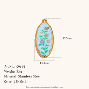 JOYFFO - Colgantes de Joyería de Moda, Dijes Chapados en Oro de 18k con Diseño Floral y Efecto de Goteo de Aceite para Mujer - Product Image 4