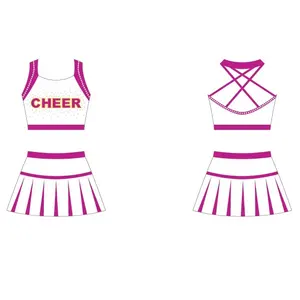 Desain sendiri grosir Cheer Dance Wear sublimasi pemandu sorak seragam