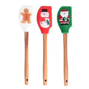 Heat Resistant Kitchen Turner Bread Baking Baker Silicone Spatula With Wooden Handle