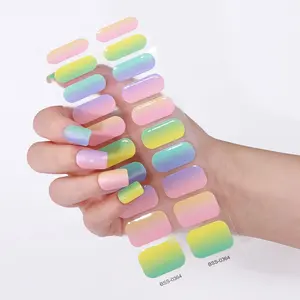 Confezione personalizzata francese lampada Uv Nail Sticker produttore a basso prezzo Gel Semi-Cured Nail tinta unita al Neon fasce per unghie strisce