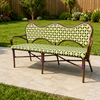 Canapé en rotin robuste pour jardin, longues chaises en aluminium, mobilier d'extérieur, chaises de café, canapé pour restaurant, boutique, balcon, terrasse